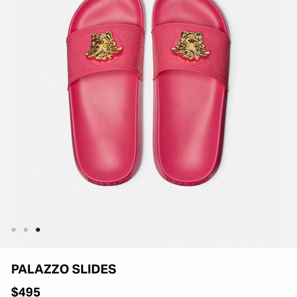 Versace Fuchsia Slides with Gold Medusa